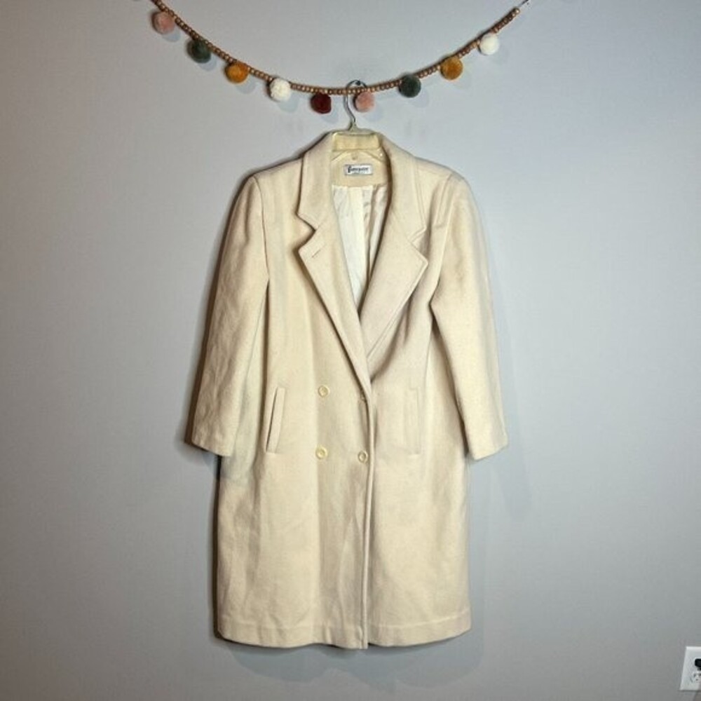 Vintage cream wool blend duster coat